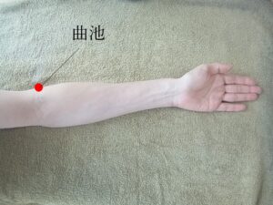 曲池のツボの位置を示した図