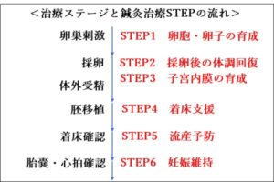 病院の治療ステージに対応する鍼灸治療のSTEPを表示した図